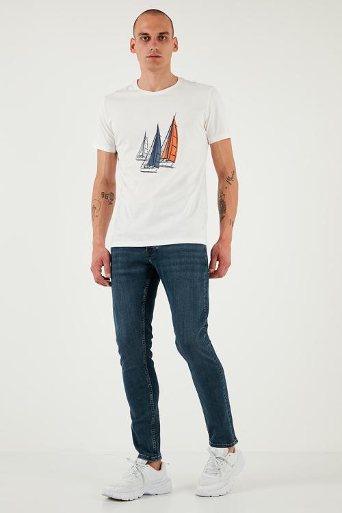 Streç Pamuklu Slim Fit Normal Bel Dar Paça Jeans Erkek Kot Pantolon 1124S77NAPOLI MAVİ