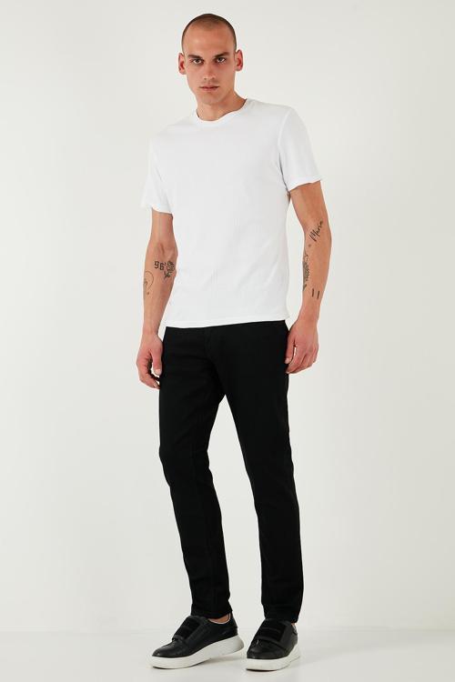 Streç Pamuklu Slim Fit Yüksek Bel Dar Paça Jeans Erkek Kot Pantolon 3300S68TOKYO SİYAH