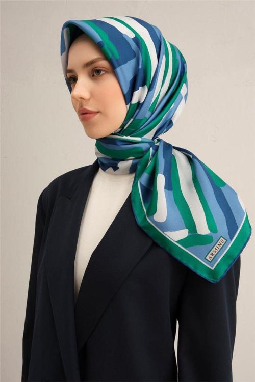 Desenli Saf Ipek Sura Eşarp 9303- 81