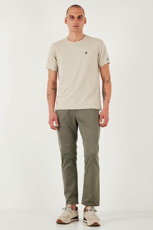 Streç Pamuklu Comfort Fit Yüksek Bel Boru Paça Jeans Erkek Kot Pantolon 4400S65TEXAS AÇIK HAKİ