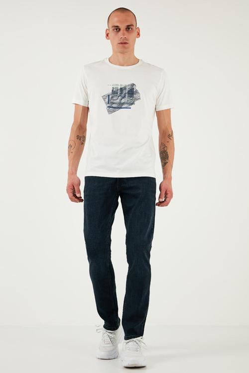 Pamuklu Regular Fit Normal Bel Boru Paça Jeans Erkek Kot Pantolon 2211S80PARMA LACİVERT