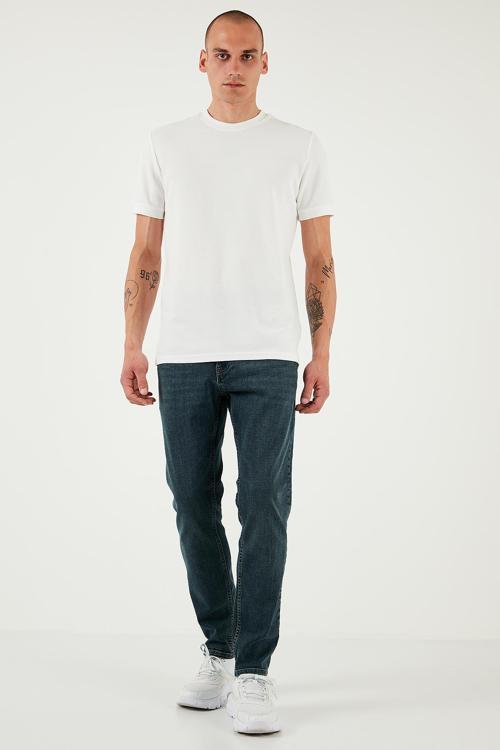 Pamuklu Slim Fit Yüksek Bel Dar Paça Jeans Erkek Kot Pantolon 3300S74TOKYO MAVİ