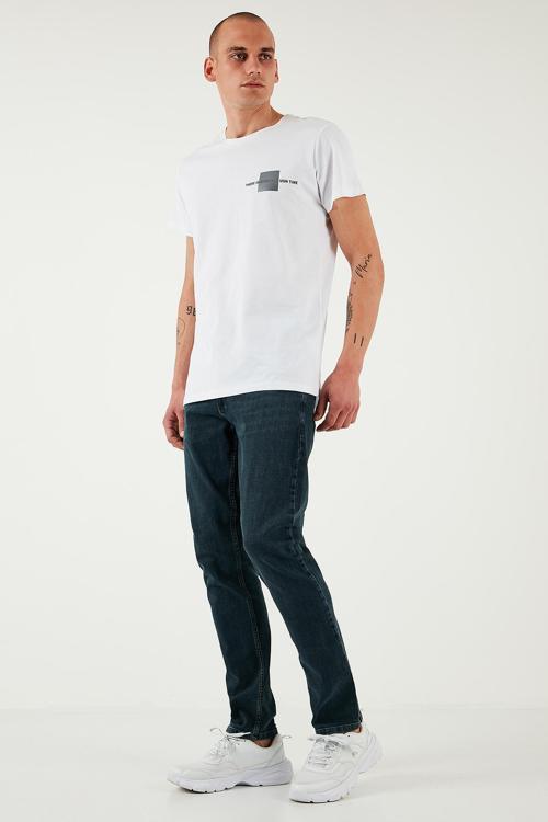 Pamuklu Slim Fit Yüksek Bel Dar Paça Jeans Erkek Kot Pantolon 3300S81TOKYO MAVİ