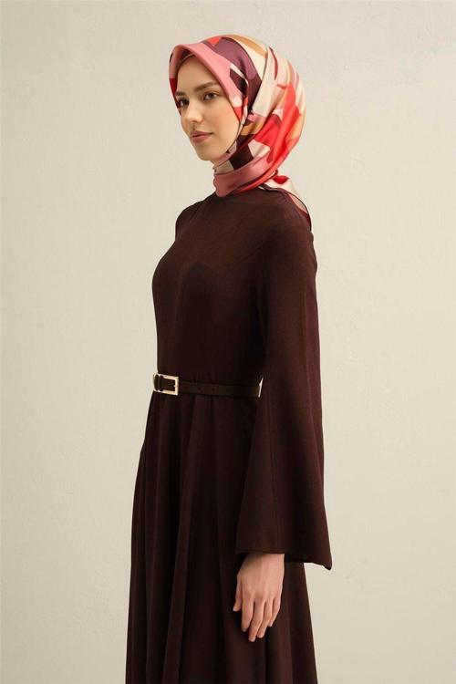 Desenli Saf Ipek Sura Eşarp 9328- 83