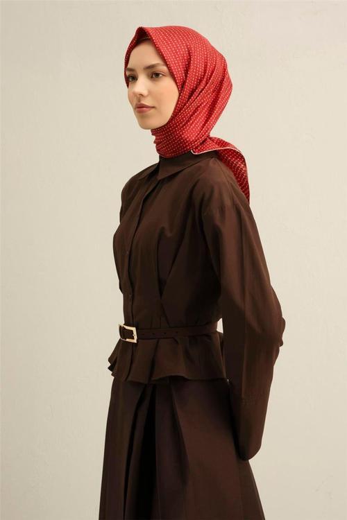 Desenli Saf Ipek Twill Eşarp 9307- 36