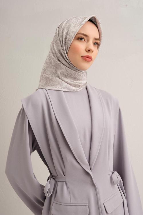 Desenli Saf Ipek Twill Eşarp 9311- 84