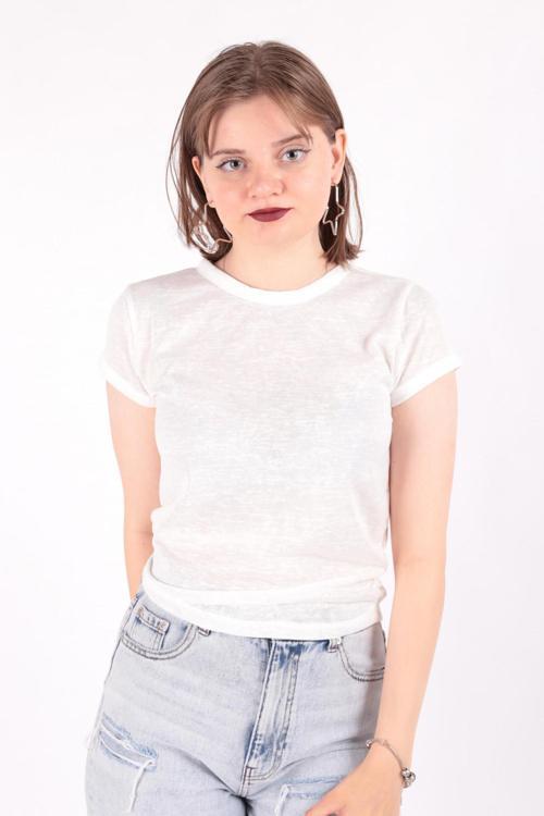 S0016230 Kadın Flamlı İnce T-Shirt