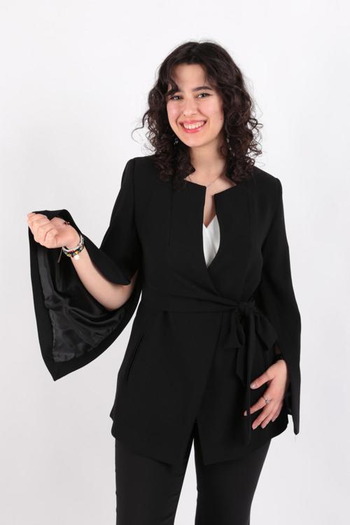 90177 Kadın Yırtmaç Detaylı İspanyol Kollu Blazer Ceket