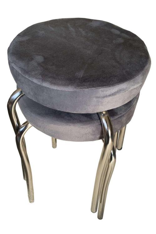 2 Adet 1.2 Mm Metal Kaz Ayağı Tabure Kumaş Döşemeli
