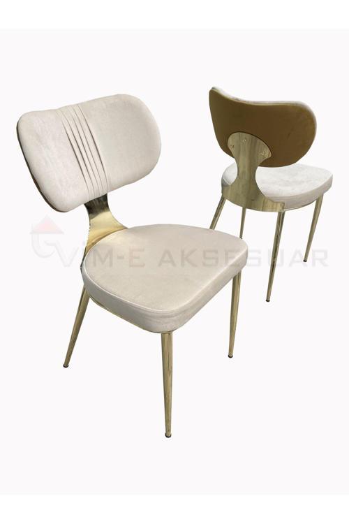 2 Adet Leydi Metal Gold Kaplamalı Mutfak&Cafe&Salon Sandalye