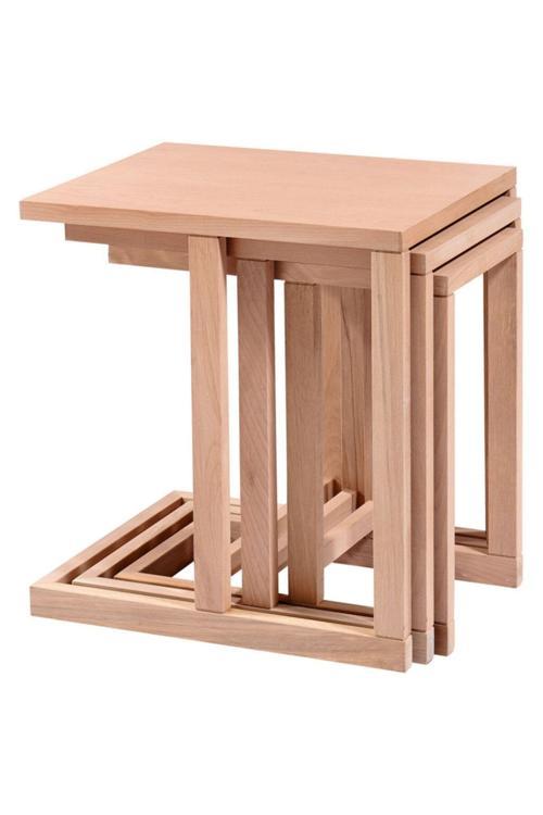 3'Lü C Zigon Sehpa Hâm  Cilasız Tamamı Ahşap