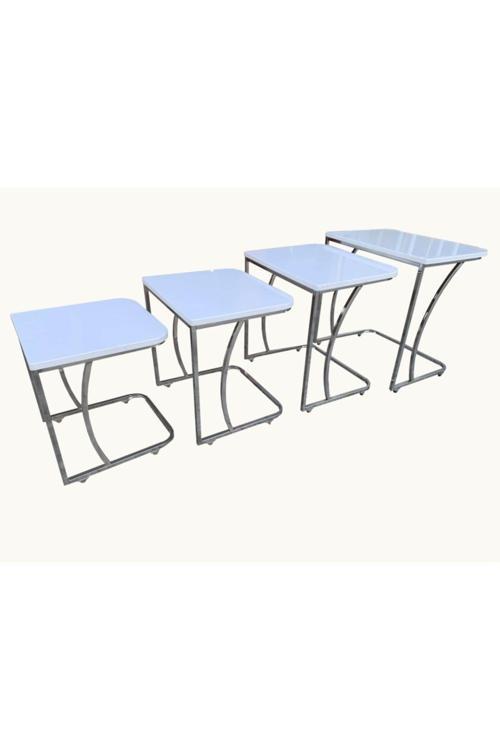 4'Lü C Zigon Sehpa Tekerli (Koltuk Altına Girebilen Model)