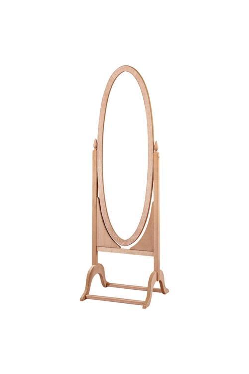 Midi Oval Boy Ayna Çerçevesi Ayaklı Tamamı Ahşap Ham & Cilasız