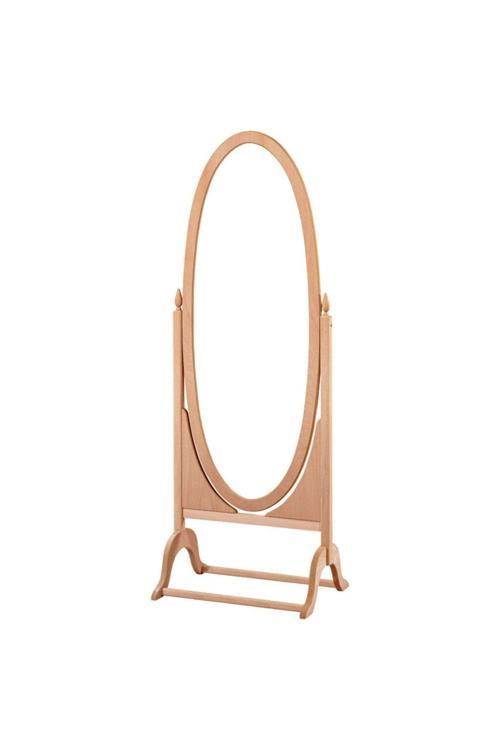 Oval Ayarlanabilir Ayaklı Boy Aynası Hâm & Cilasız Tamamı Ahşap