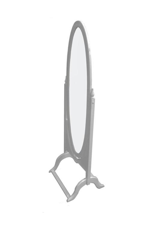 Oval Ayarlanabilir Ayaklı Boy Aynası Lake Parlak Beyaz Tamamı Ahşap