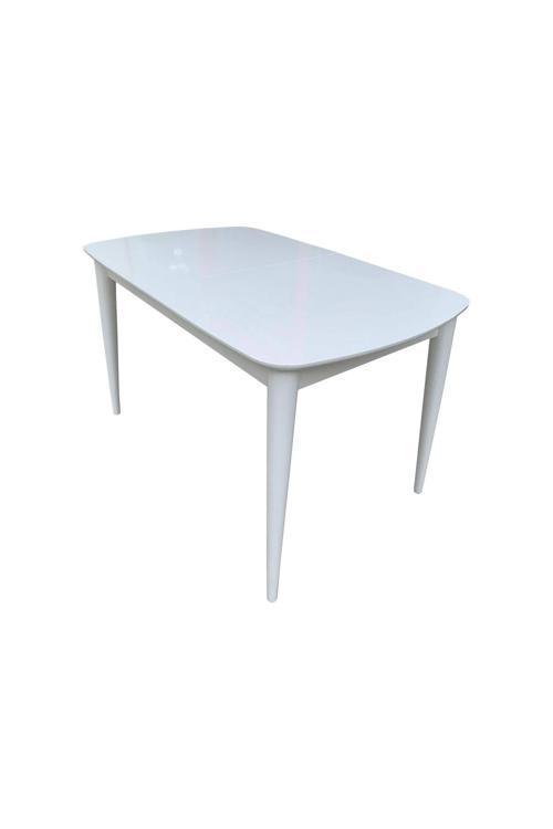 Retro Konik Oval Köşeli Masa 80X120 Açılır Kapanır Lake Beyaz Tamamı Ahşap
