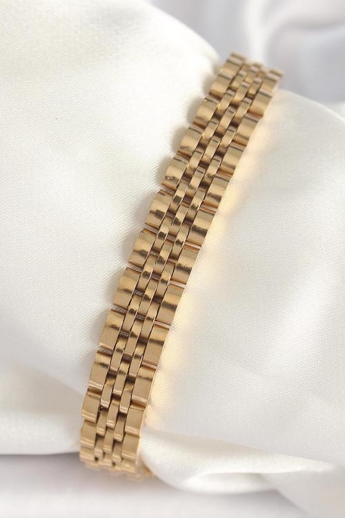 316L Çelik Gold Renk Zincir Model Erkek Bileklik - TJ-EB3722