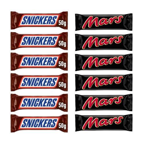 Yer Fıstıklı Bar 50 gr x 6 Adet + Mars 51 gr Karamelli Bar x 6 Adet