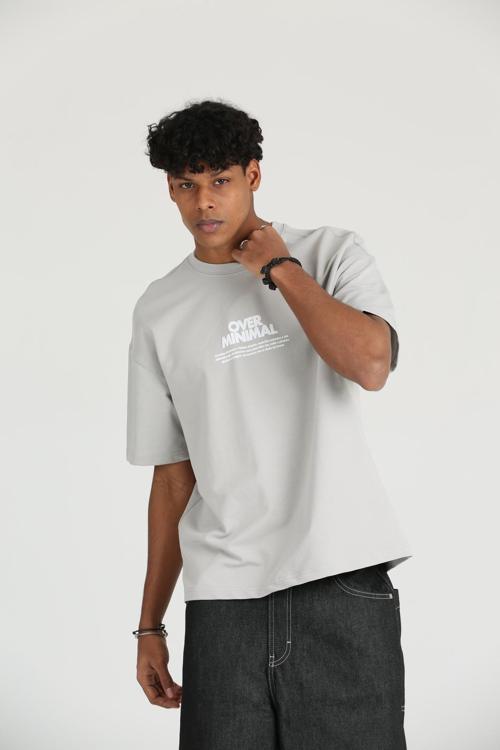 Oversize Over Minimal Baskılı Erkek Rahat Kalıp 2 İplik Tişört