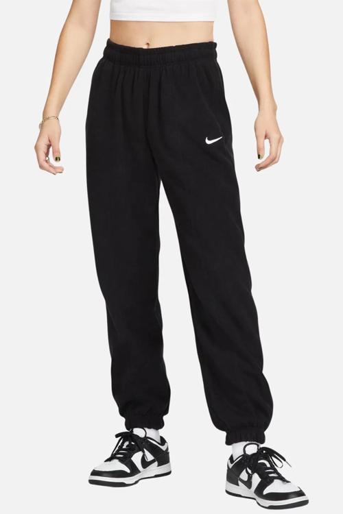 Sportswear Fleece High Waisted Oversized Women's Jogger Kadın Polar Eşofman Altı Siyah