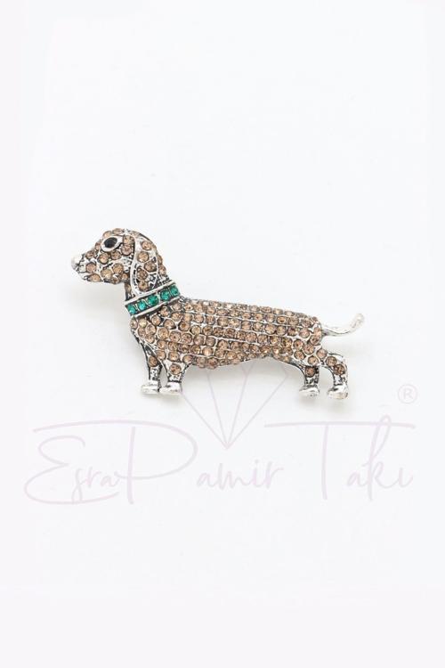 Taşlı Köpek Broş