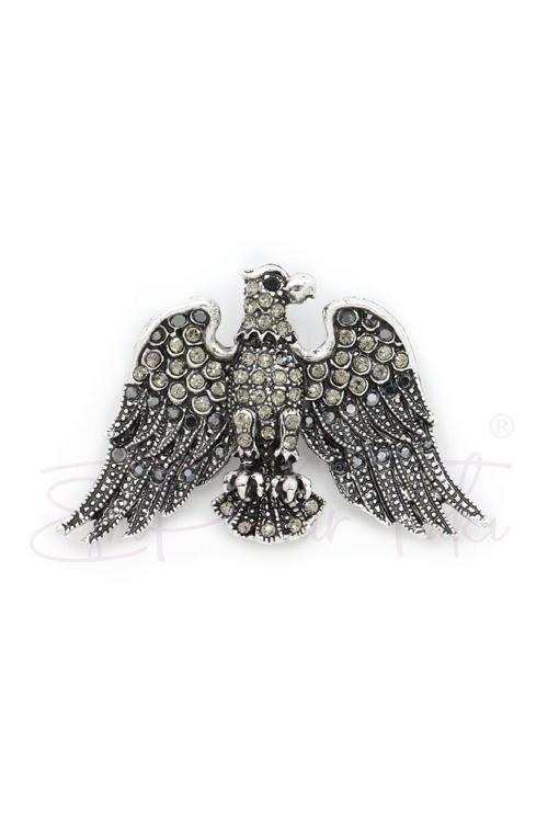 Taşlı Gümüş Renk Kartal Broş