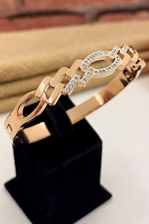 Rose Renk Çelik Kelepçe Bileklik