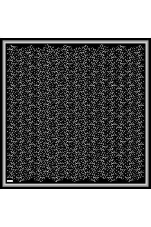 Twill Ipek Eşarp - 4060-06 Siyah Gri