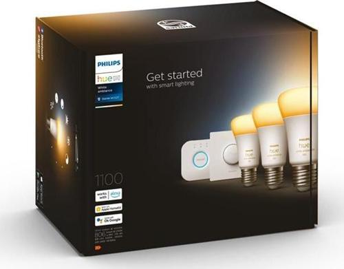 Hue Beyaz Akıllı Başlangıç Seti 3'lü Kumandalı 8 W E27 Bluetooth Özellikli