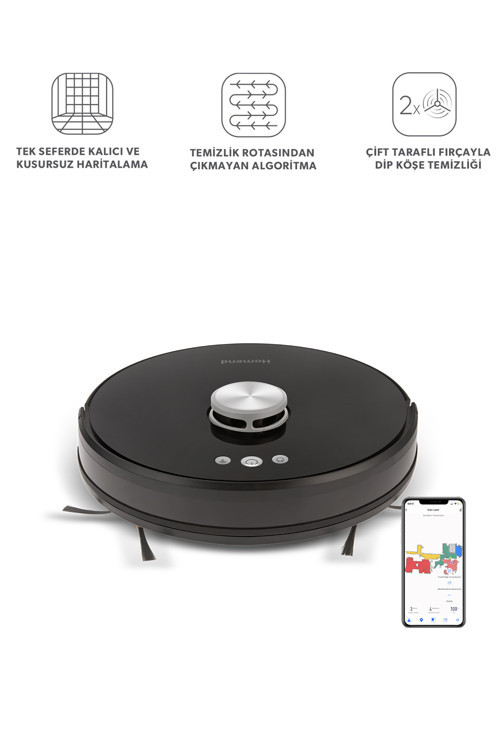 Alex Laser Pro 1283h Moplu Ve Haritalamalı Akıllı Robot Süpürge Siyah