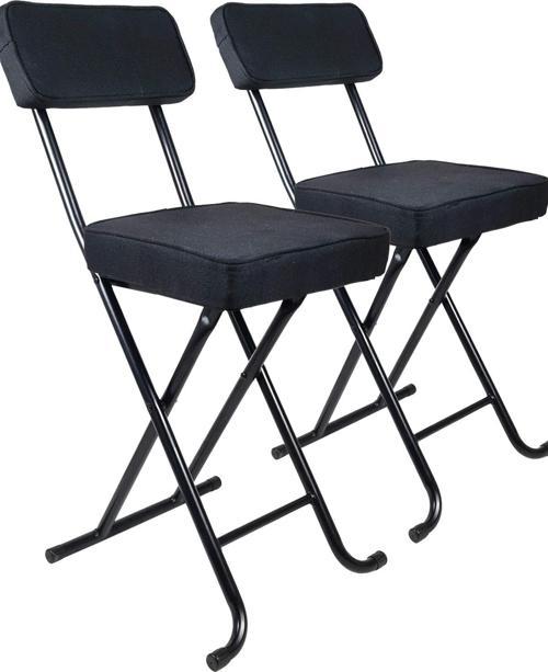 2 ADET Katlanır Arkalıklı Tabure Koltuk Puf Sandalye Pratik Relax Tabure Siyah 75cm AA035