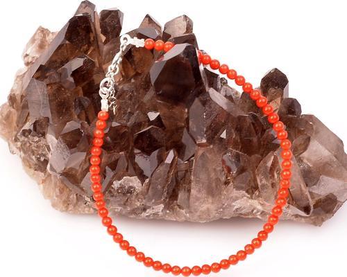 Boyasız Mercan Taşı Gümüş Bileklik - 3 mm