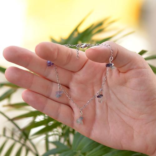 Florit Taşı Bileklik - Kararmaz Zincirli