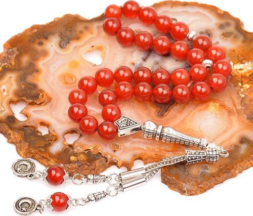 Kırmızı Akik Taşı Tesbih ( 8 mm )