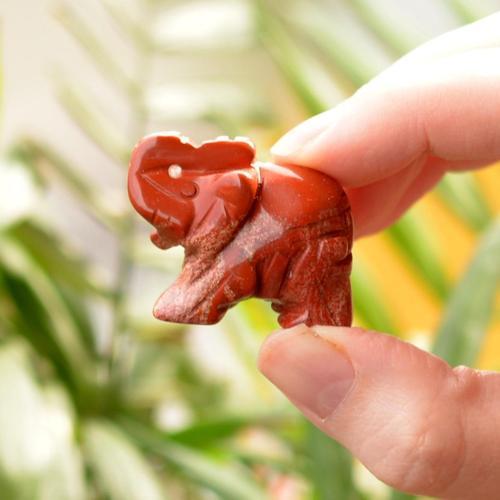 Kırmızı Jasper Taşı Fil Figürü - 4 cm Küçük Boy