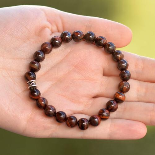 Kırmızı Kaplan Gözü Taşı Bileklik - 8 mm