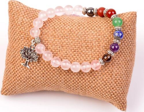 Pembe Kuvars Taşı Çakra Bileklik - 8 mm