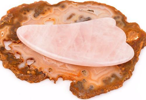 Pembe Kuvars Taşı Gua Sha Masaj Aleti - Açık Renkli