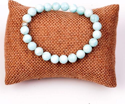 Larimar Taşı Elastik Bileklik ( 8 mm ) - Gümüş Aparat