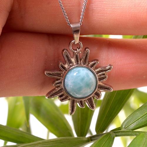 Larimar Taşı Güneş Kolye
