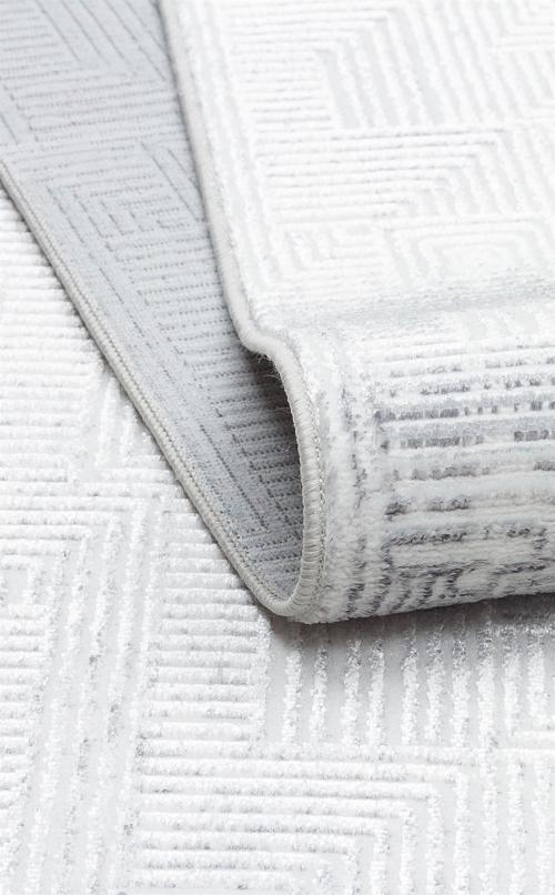 Sateen Koleksiyonu Makinede yıkanabilen, kolay kullanımlı kaymaz taban halı ST109 Krem Gri