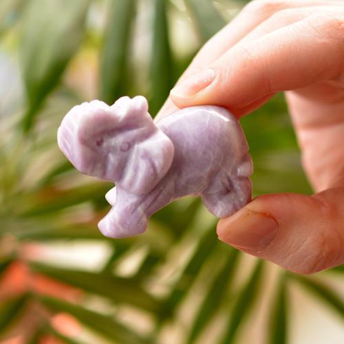 Lila Yeşim Taşı Fil Figürü - 5 cm