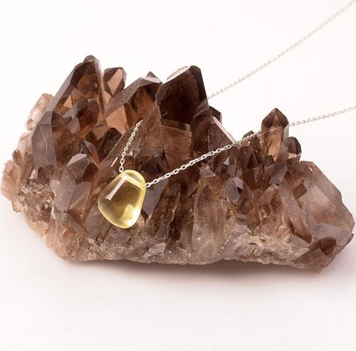 Limon Kuvars Taşı Gümüş Kolye