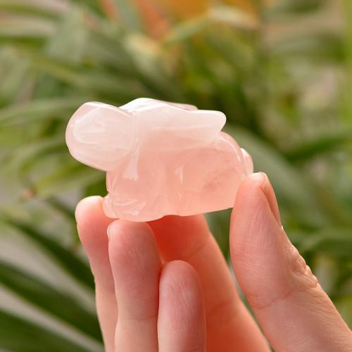 Pembe Kuvars Taşı Tavşan Şeklinde Obje
