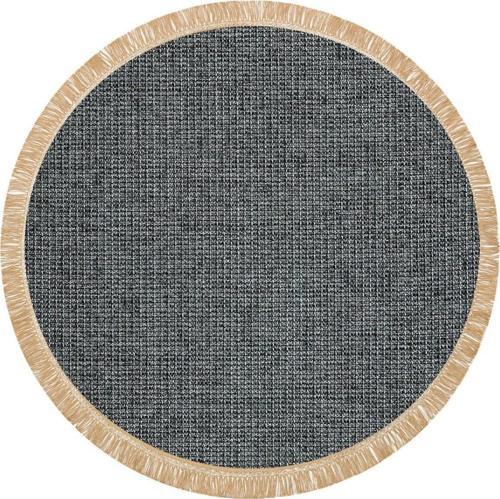 Eko Brooklyn Hasır Görünümlü Kaymaz Dokuma Modern Yuvarlak Kilim BRK01 Antrasit