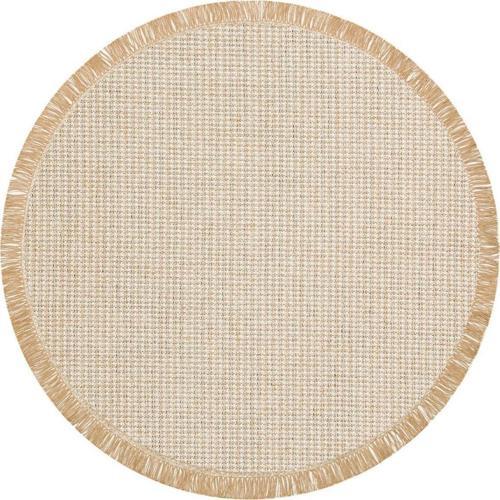 Eko Brooklyn Hasır Görünümlü Kaymaz Dokuma Modern Yuvarlak Kilim BRK01 Gri