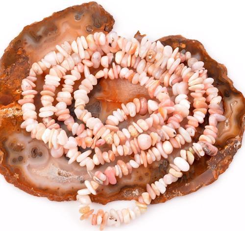 Pembe Opal Taşı Şekilsiz Dizi - Kırık Taş