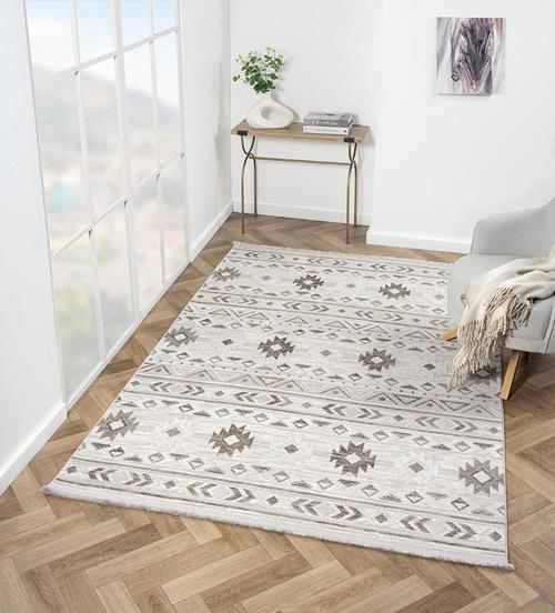 Loya Koleksiyonu Tozu Yok Dekoratif Halı LY001B Vizon