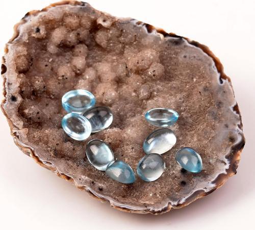 Mavi Topaz Taşı Kabaşon - 10*13 mm