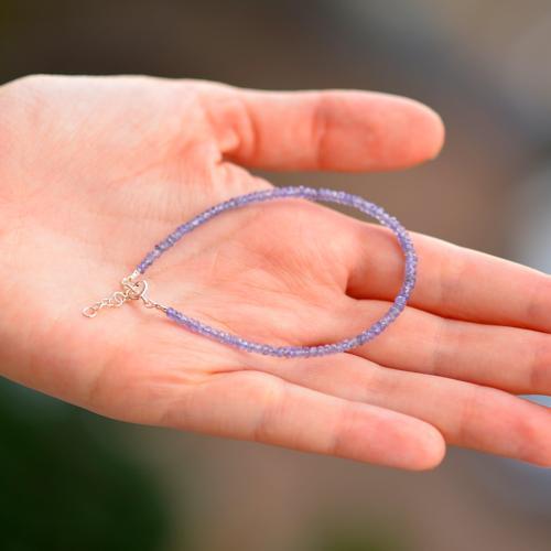 Tanzanit Taşı Gümüş Bileklik - 3 mm